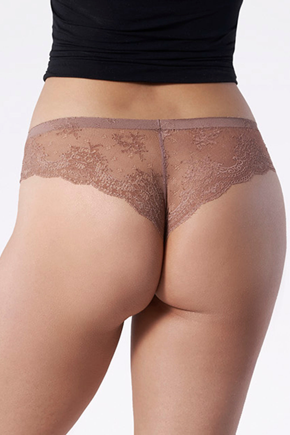 Julimex Tanga Choco Brown Lace Brazilian Knickers - view 2