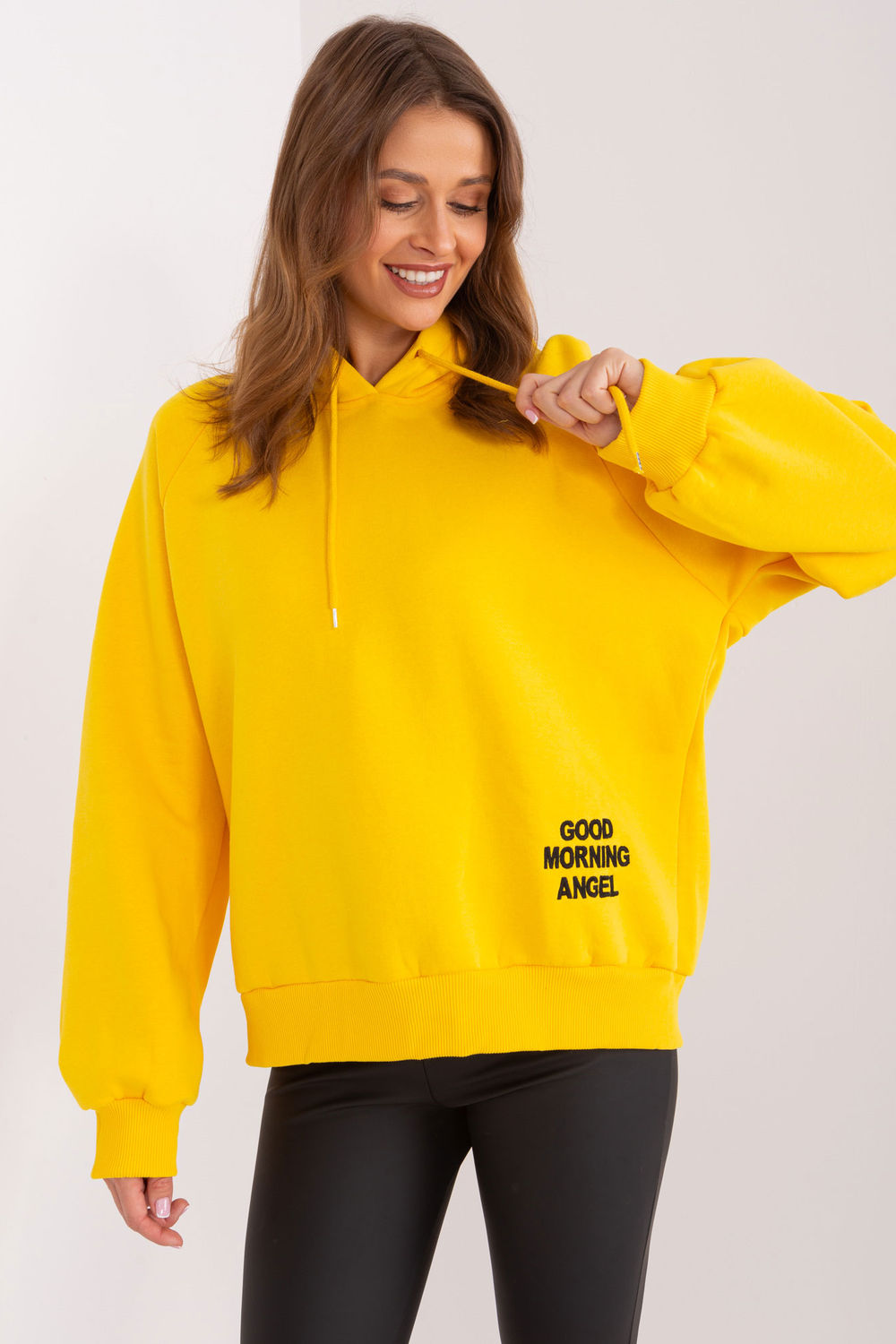 Ex Moda Yellow Hooded Long Sleeve Sweatshirt