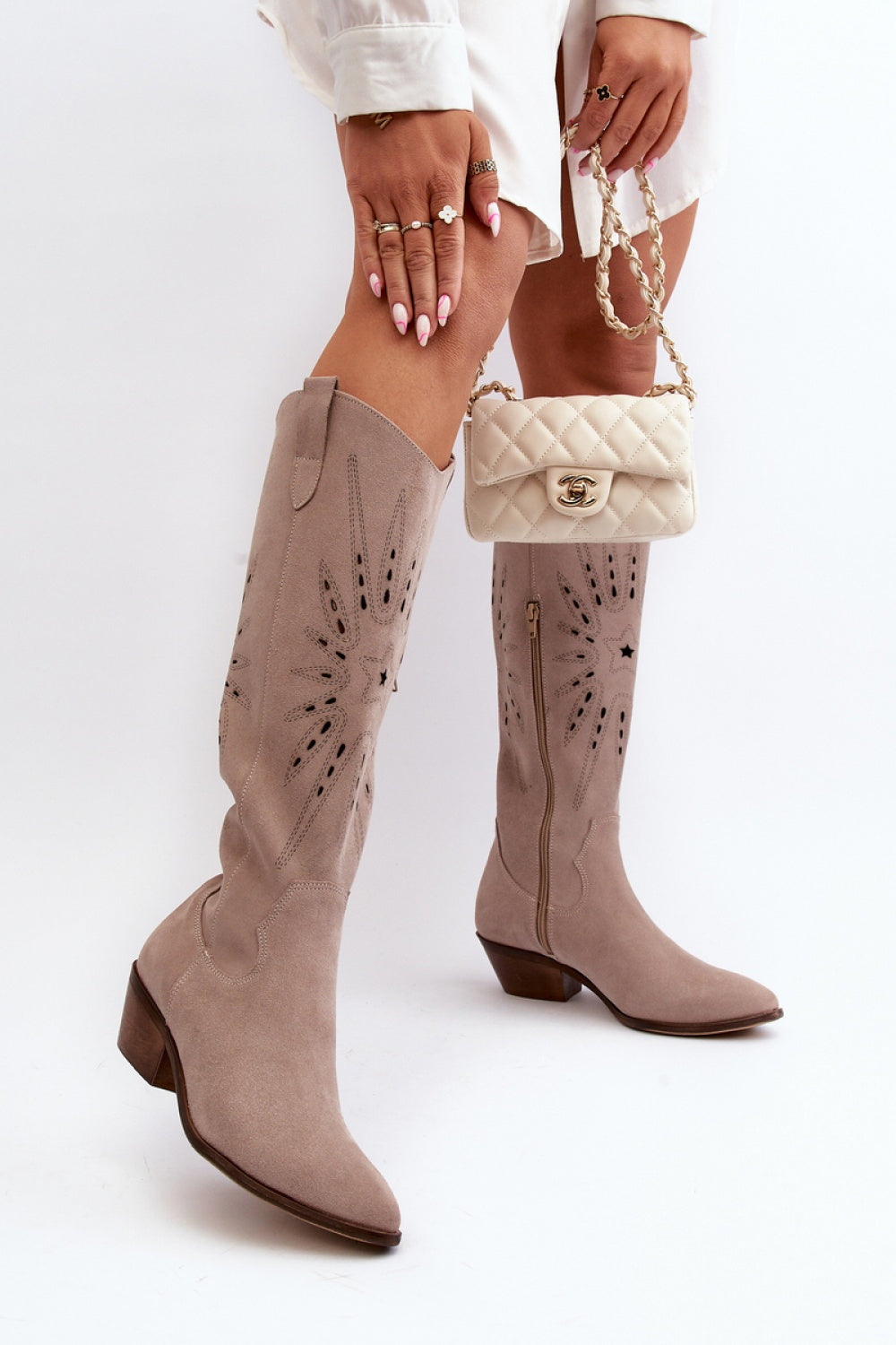 Step In Style Zazoo Beige Leather Cut-Out Boots - view 2