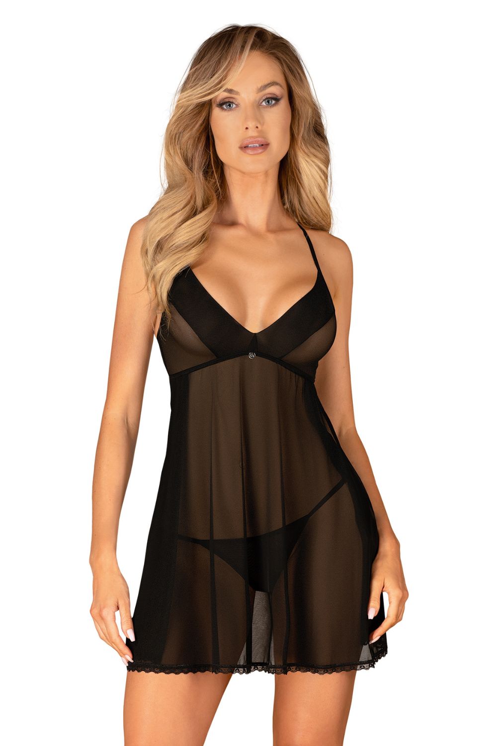 Obsessive Latinesa Babydoll Black Lace Floral Sexy Lingerie Set