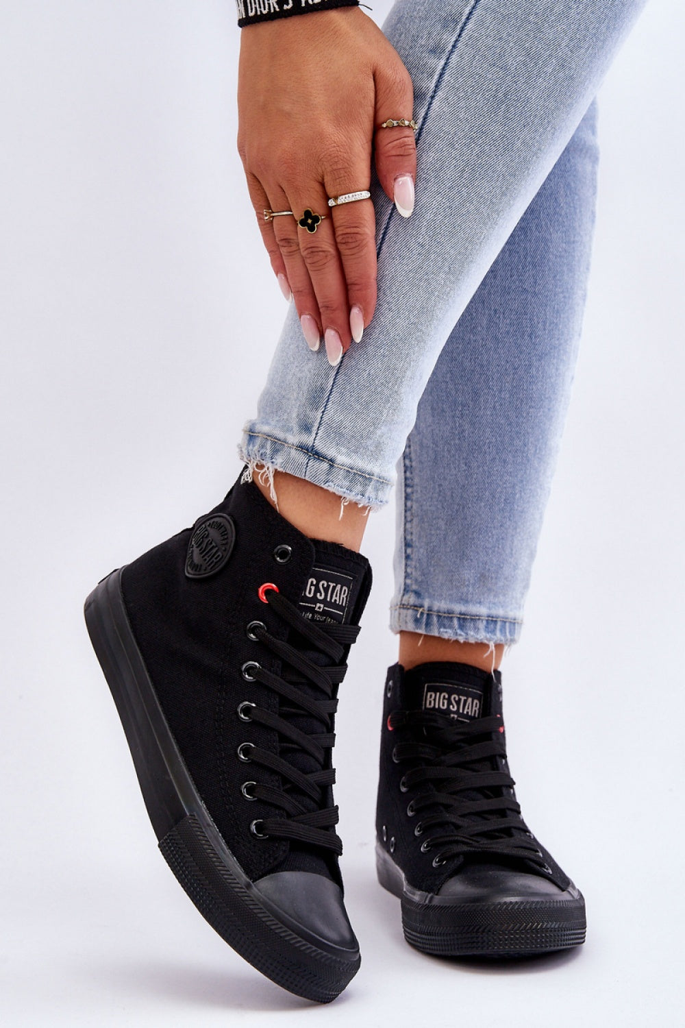 Step In Style Black Platform Lace Up Trainers