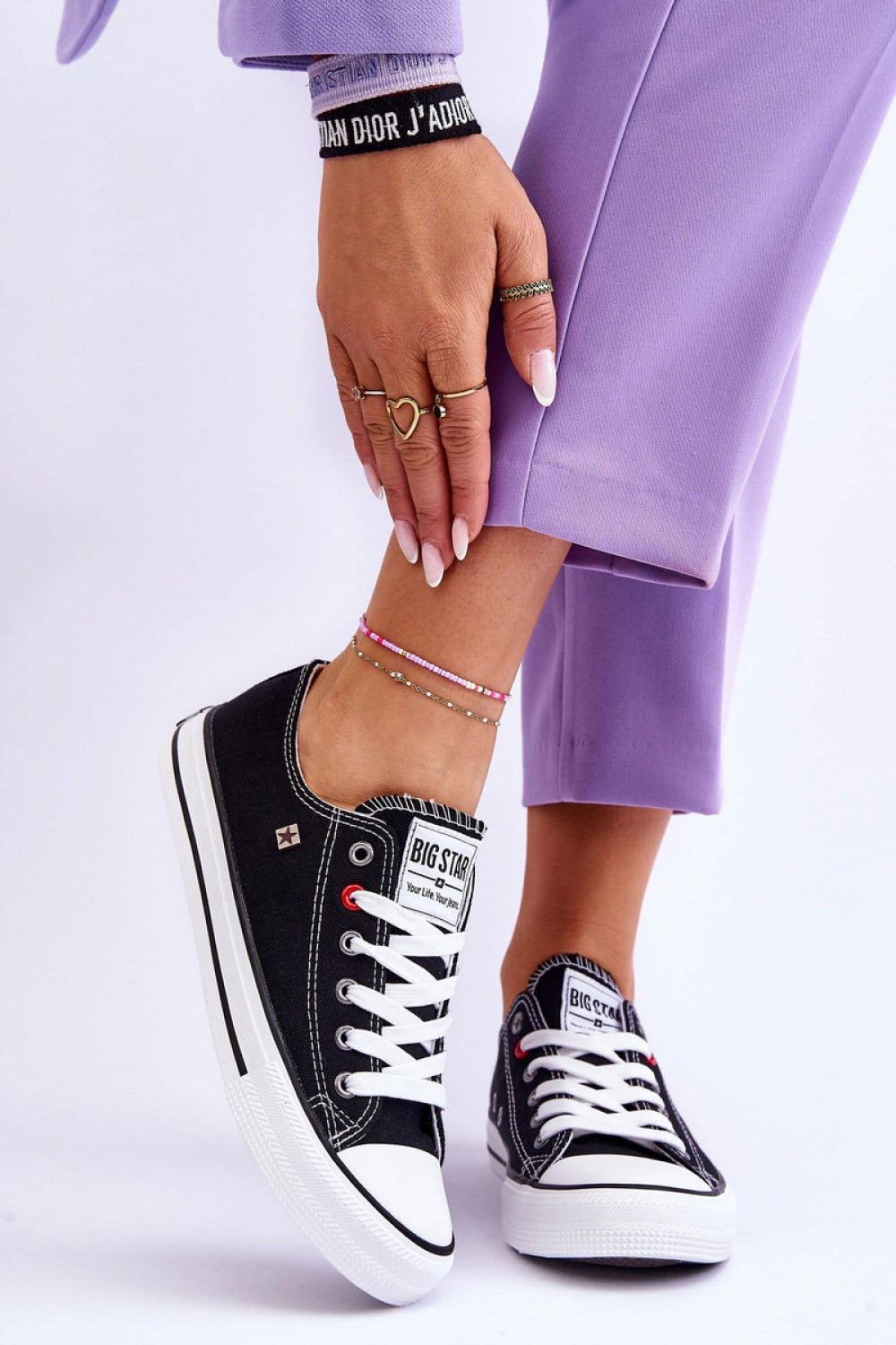 Step In Style Black Lace Up Trainers