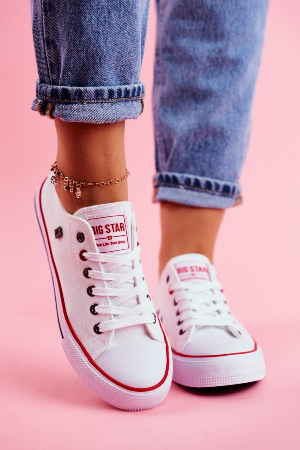 Step In Style White Lace Up Trainers