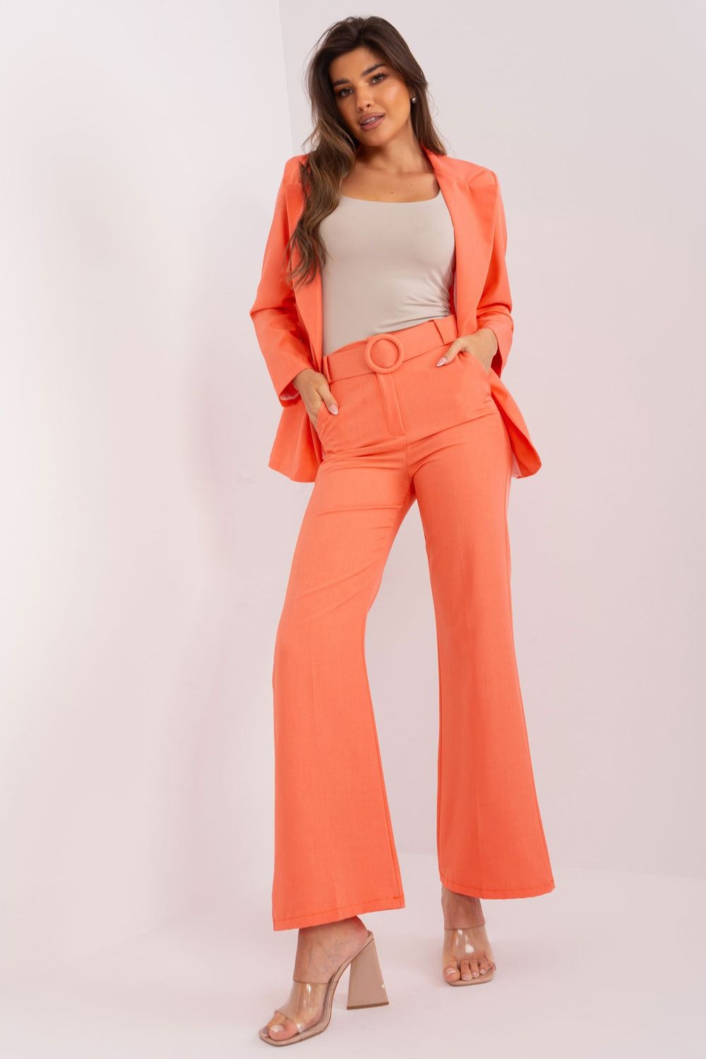 Italy Moda Fluo Neon Orange Flared Trousers - view 2