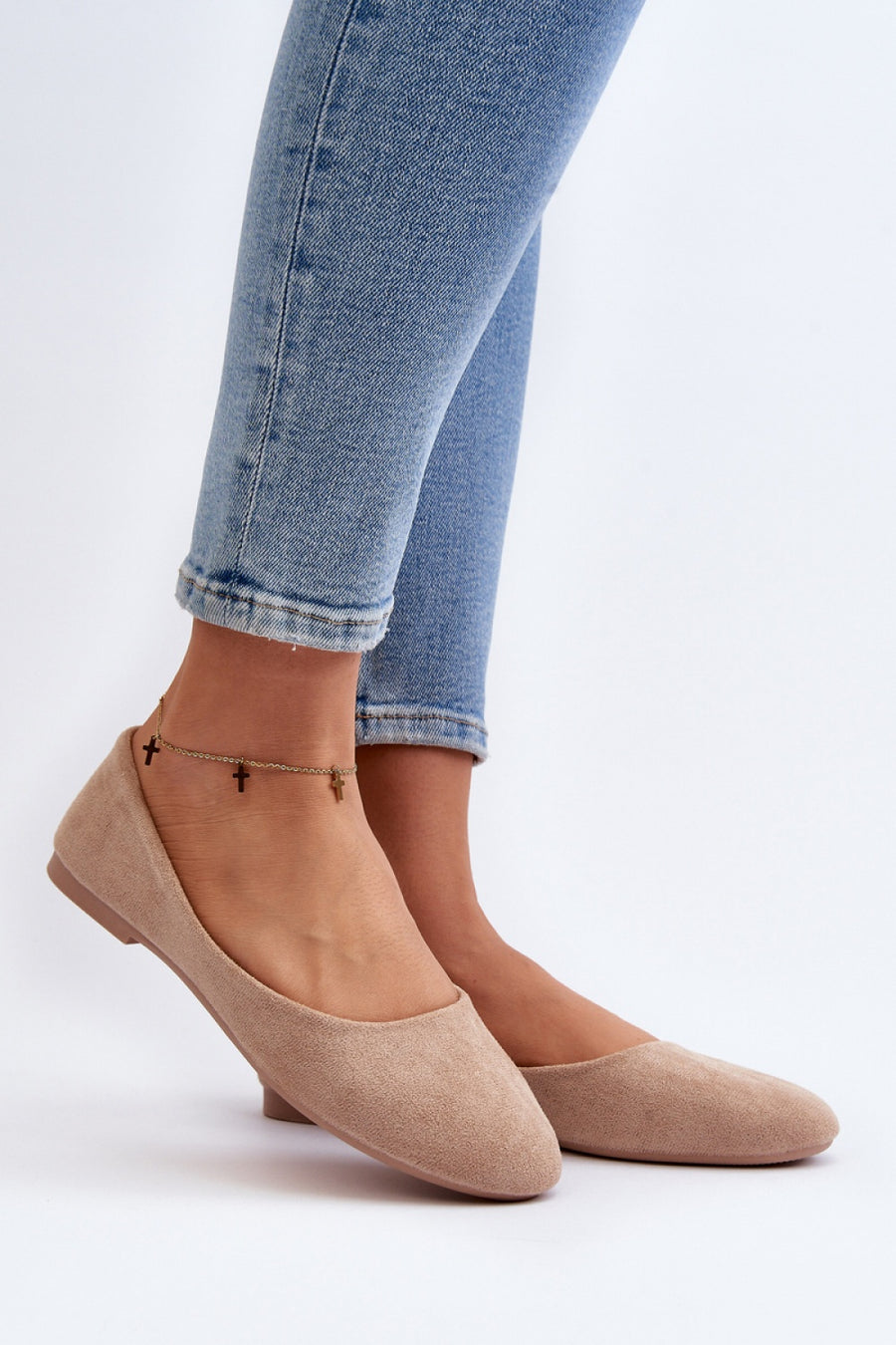 Step In Style Lasota Beige Faux Suede Ballet Flats