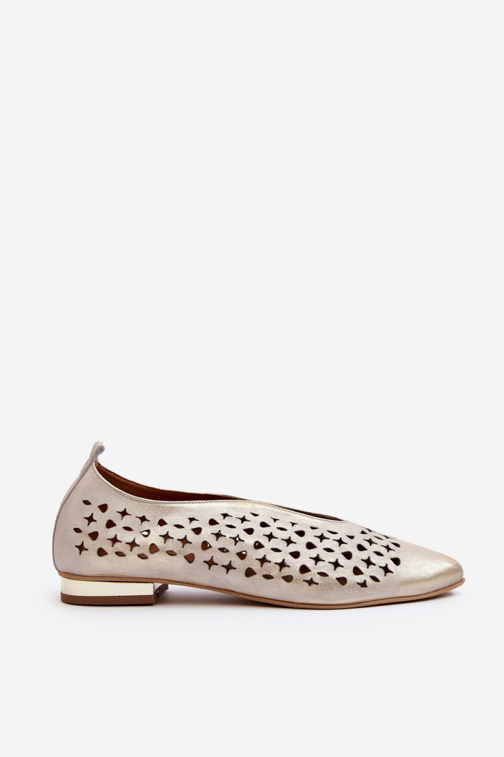 Step In Style Zazoo Gold Openwork Leather Ballet Flats - view 3