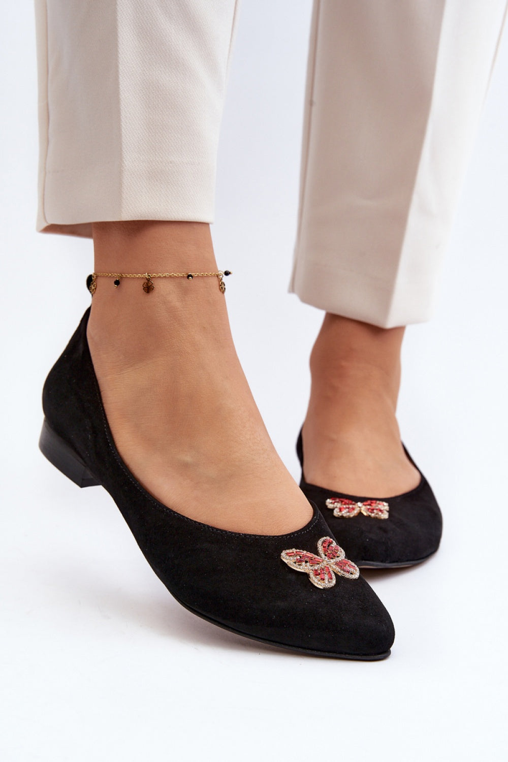 Step In Style Zazoo Black Suede Ballet Flats - view 2