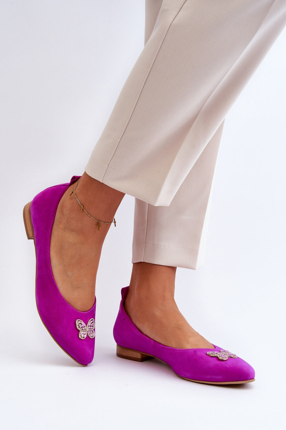 Step In Style Zazoo Fuchsia Suede Ballet Flats - view 2