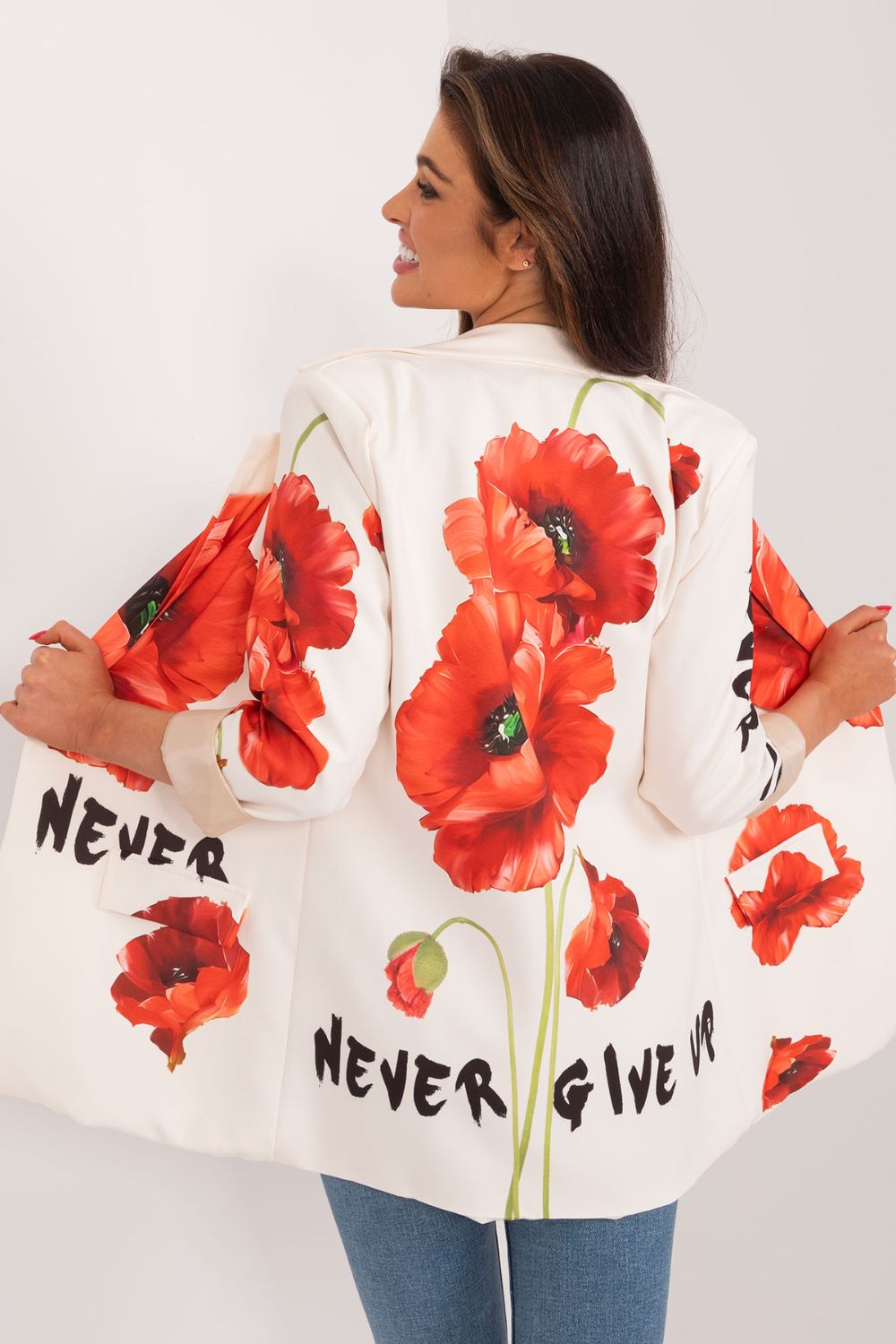 Italy Moda Ecru Floral Long Sleeve Jacket - view 3