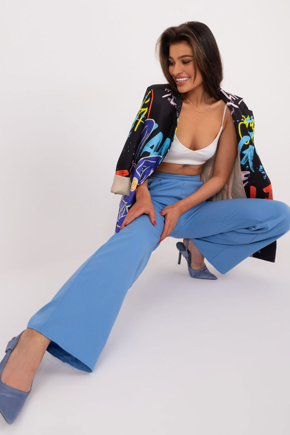 Rue Paris Blue High Waisted Trousers - view 4