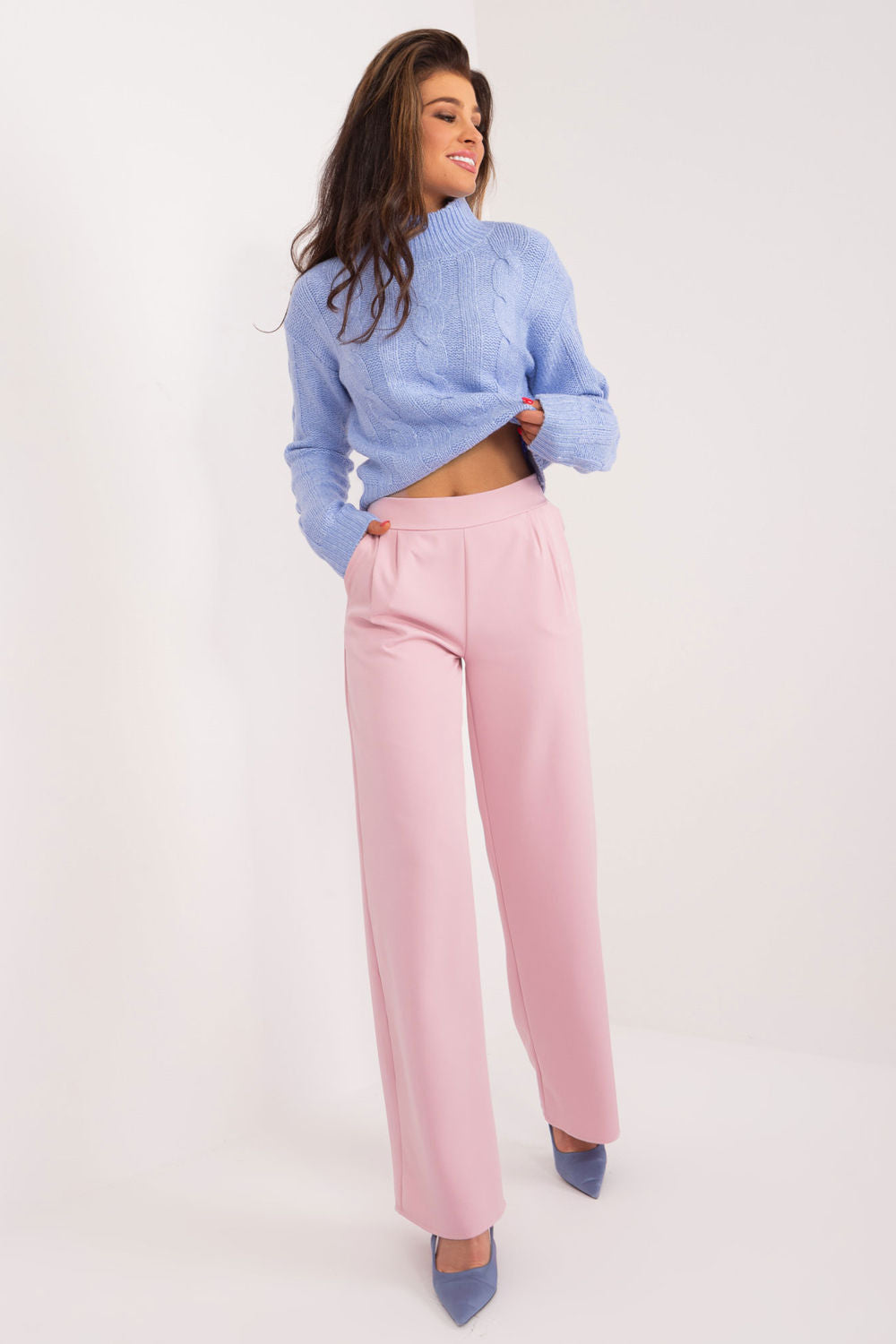 Rue Paris Light Pink High Waisted Trousers