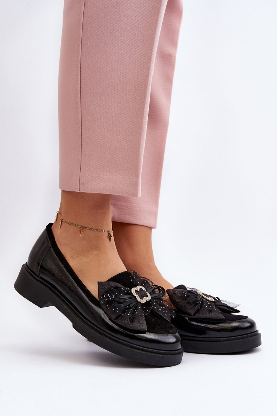 Step In Style Laura Messi Black Leather Flat Moccasins