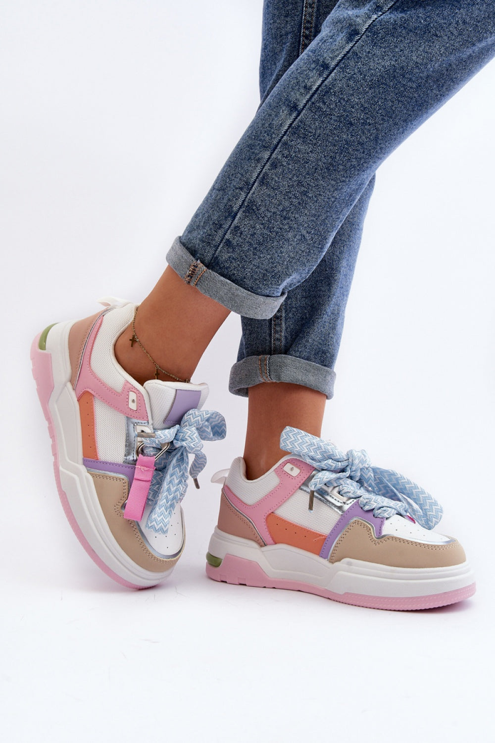Step In Style Multicolour Faux Leather Platform Trainers - view 2