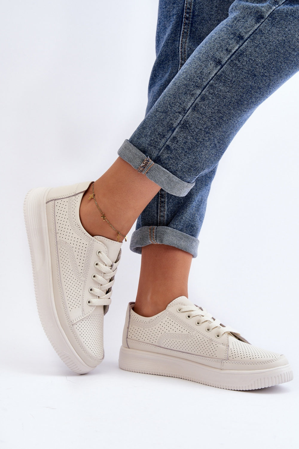 Step In Style White Leather Platform Trainers - view 2