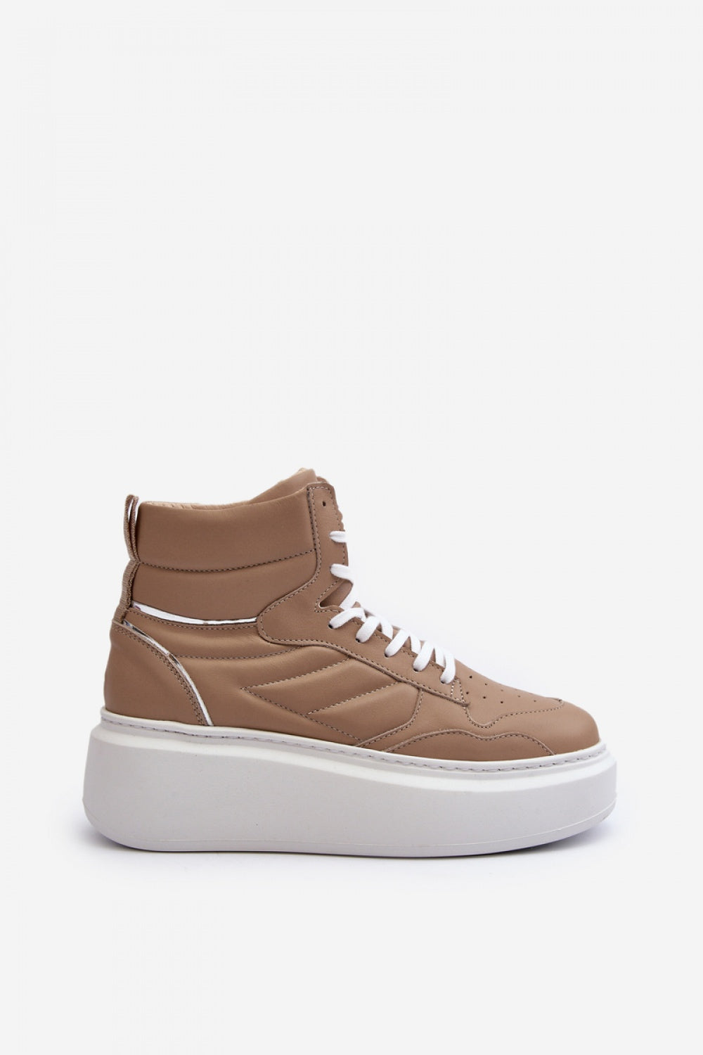 Step In Style Beige Leather Platform Trainers - view 3