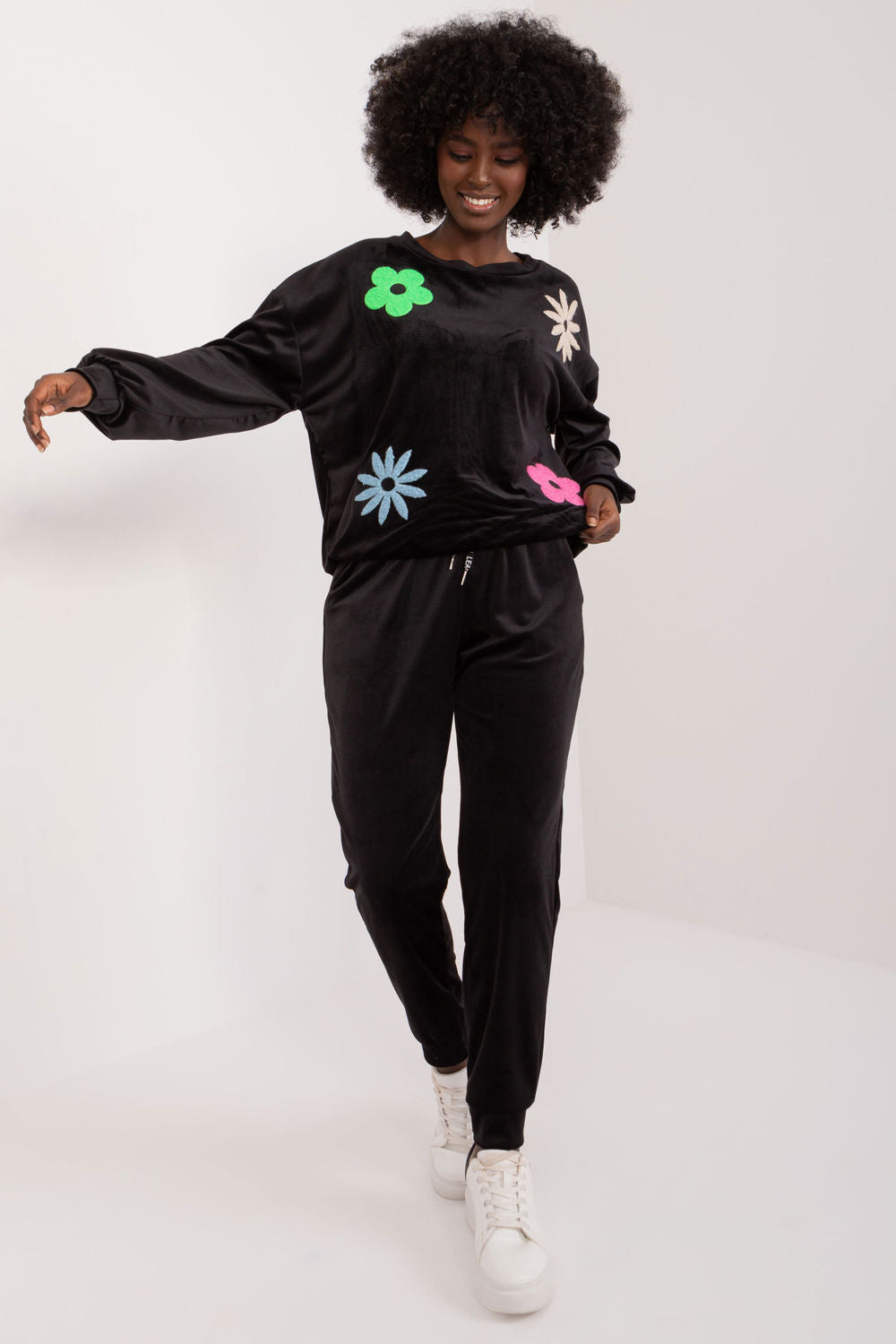 Italy Moda Black Velvet Co-Ord Set