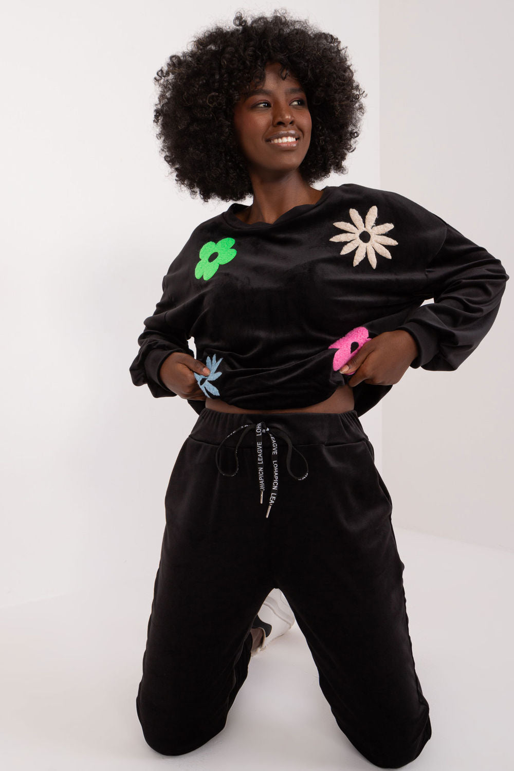 Italy Moda Black Velvet Co-Ord Set - view 2