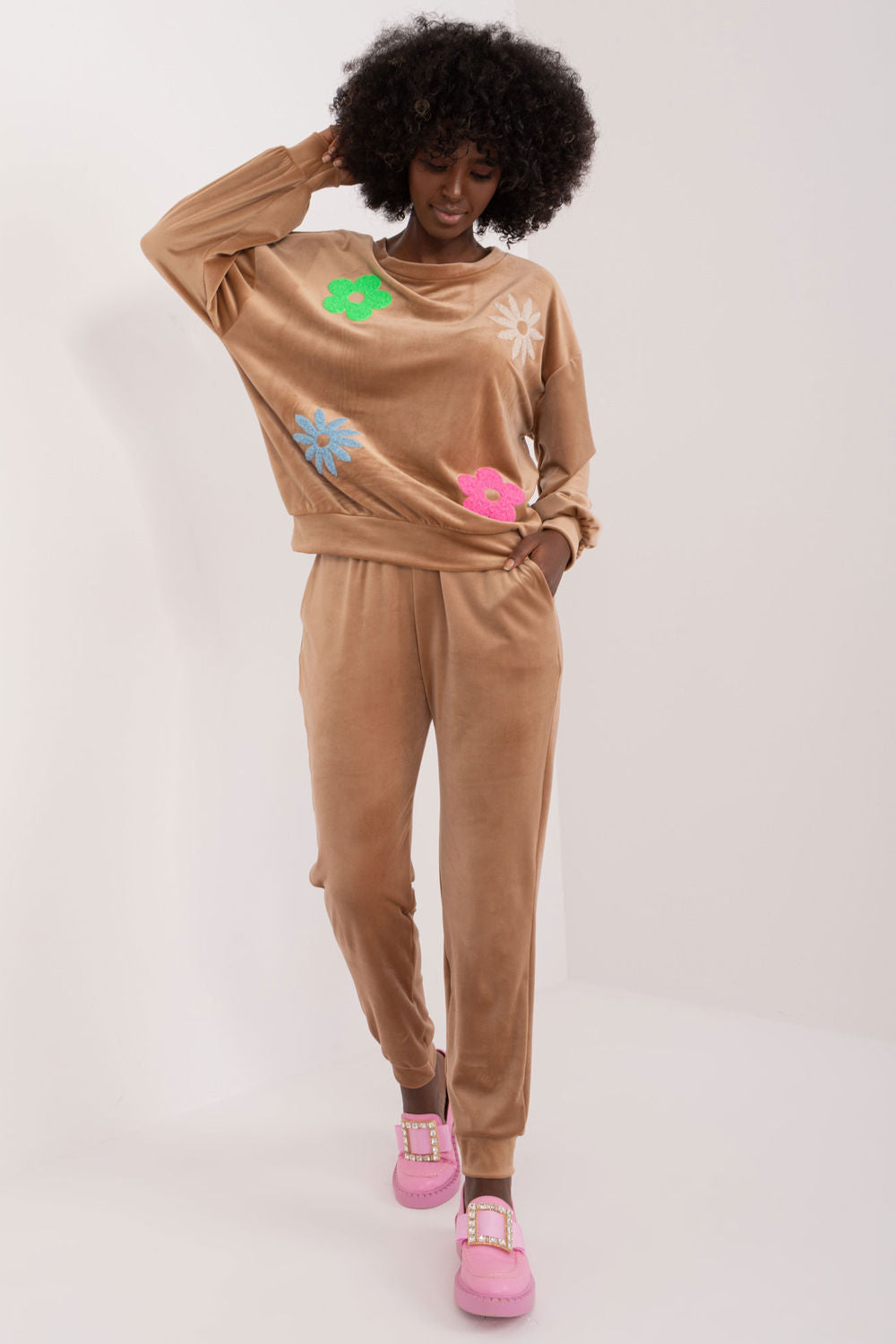 Italy Moda Dark Beige Velvet Co-Ord Set