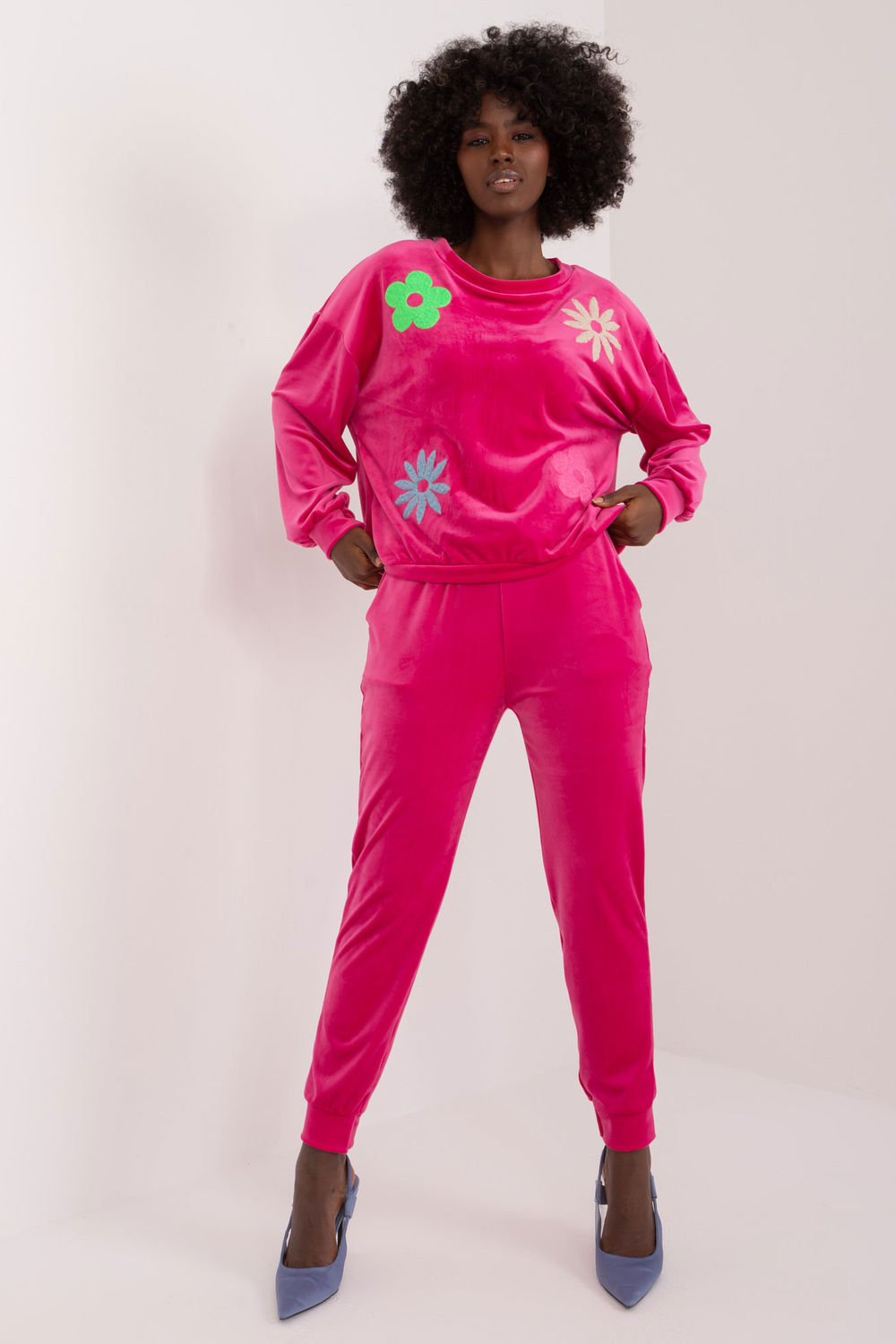Italy Moda Fuchsia Velvet Co-Ord Set