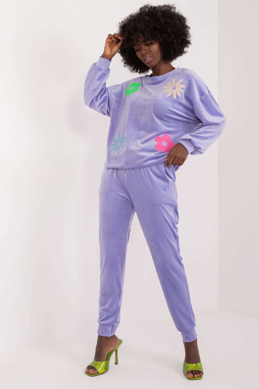 Italy Moda Light Violet Velvet Co-Ord Set - view 2