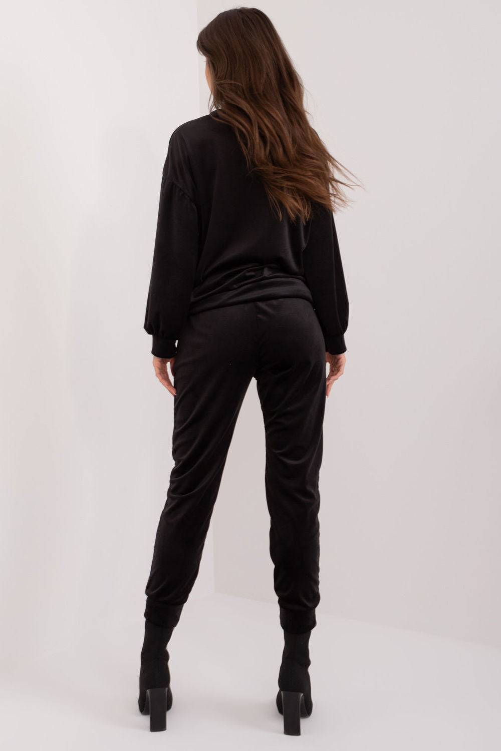 Italy Moda Black Velvet High Waisted Co-Ord Set - view 3