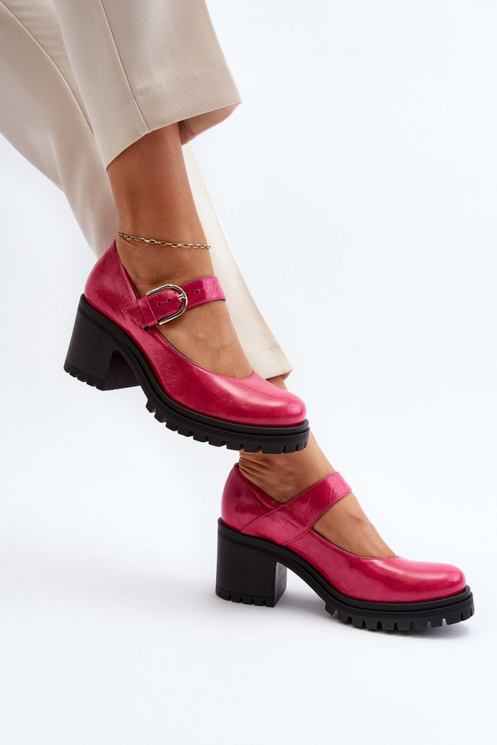 Step In Style Zazoo Fuchsia Leather Court Shoes - view 3