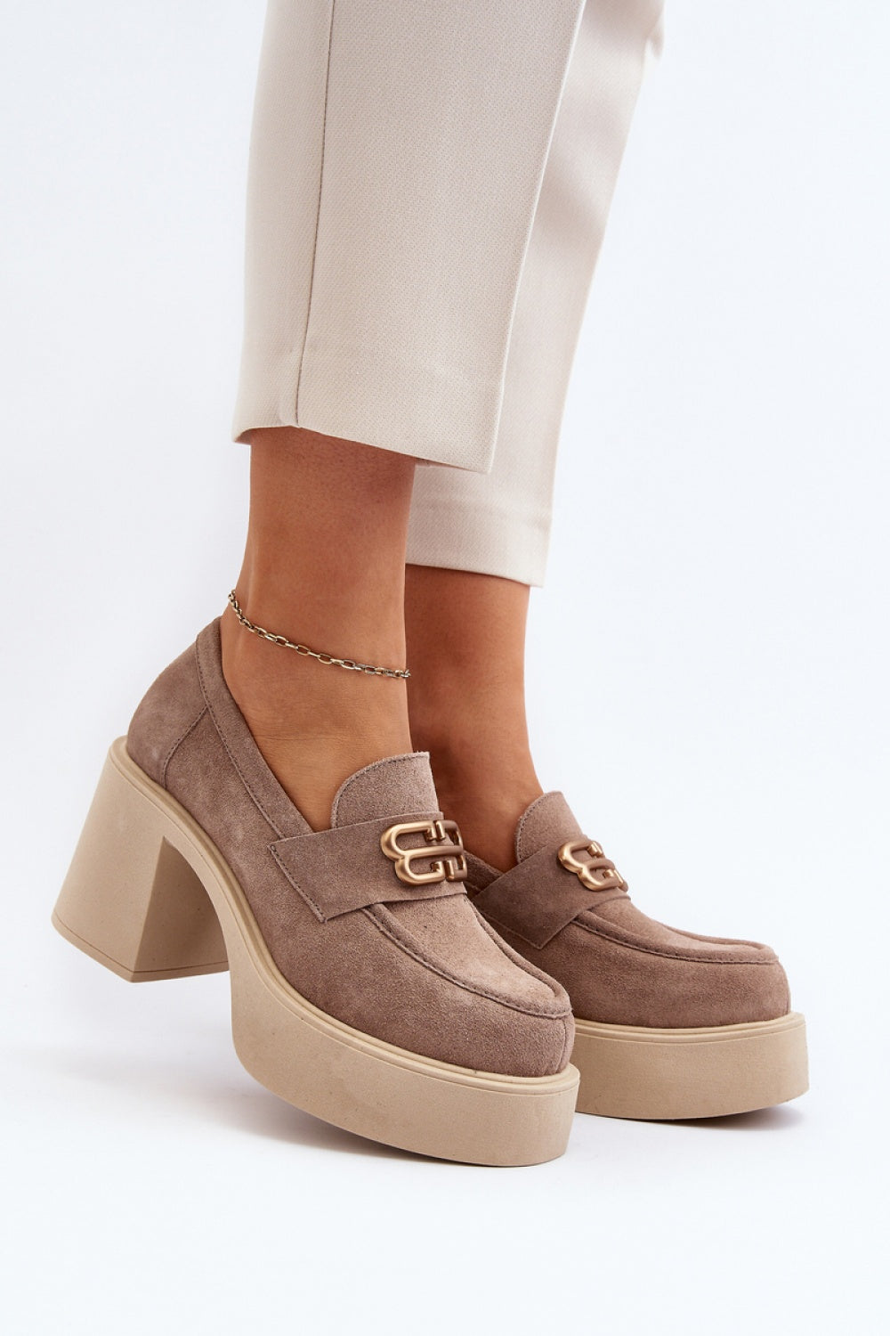 Step In Style Zazoo Beige Faux Suede Heeled Shoes - view 3