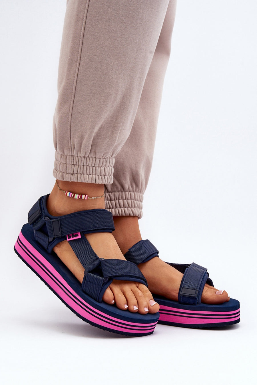 Step In Style Lee Cooper Fuchsia Platform Sandals