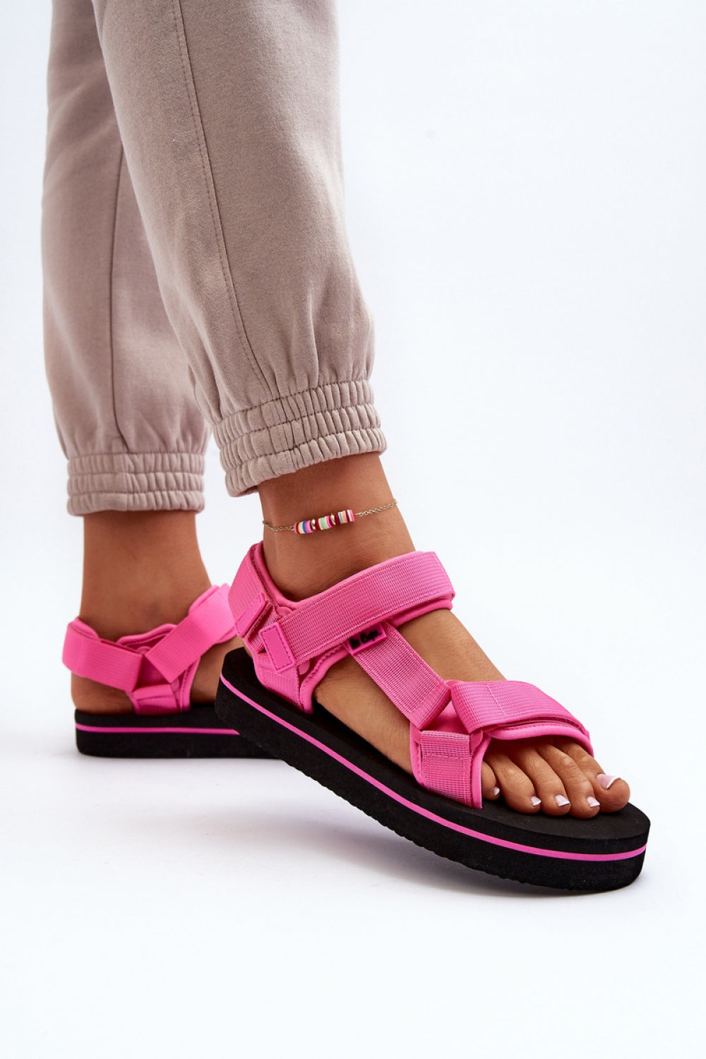 Step In Style Lee Cooper Fuchsia Platform Sandals with Touch Fastening