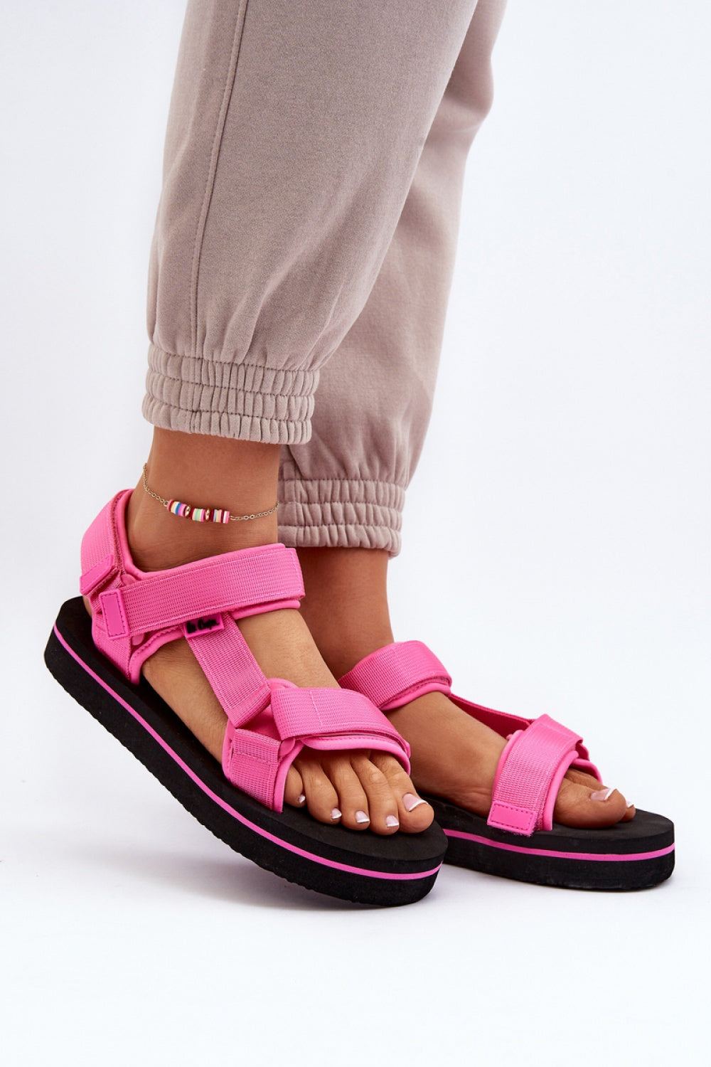 Step In Style Lee Cooper Fuchsia Platform Sandals with Touch Fastening - view 3