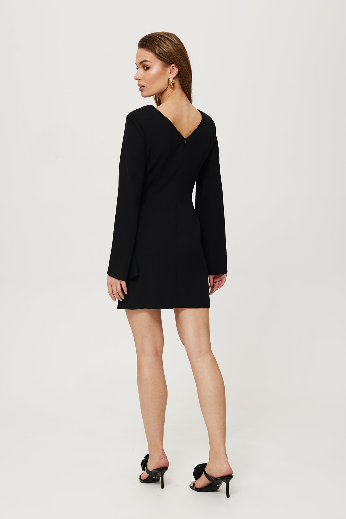 Makover Black Mini V-Neck Cocktail Dress - view 3