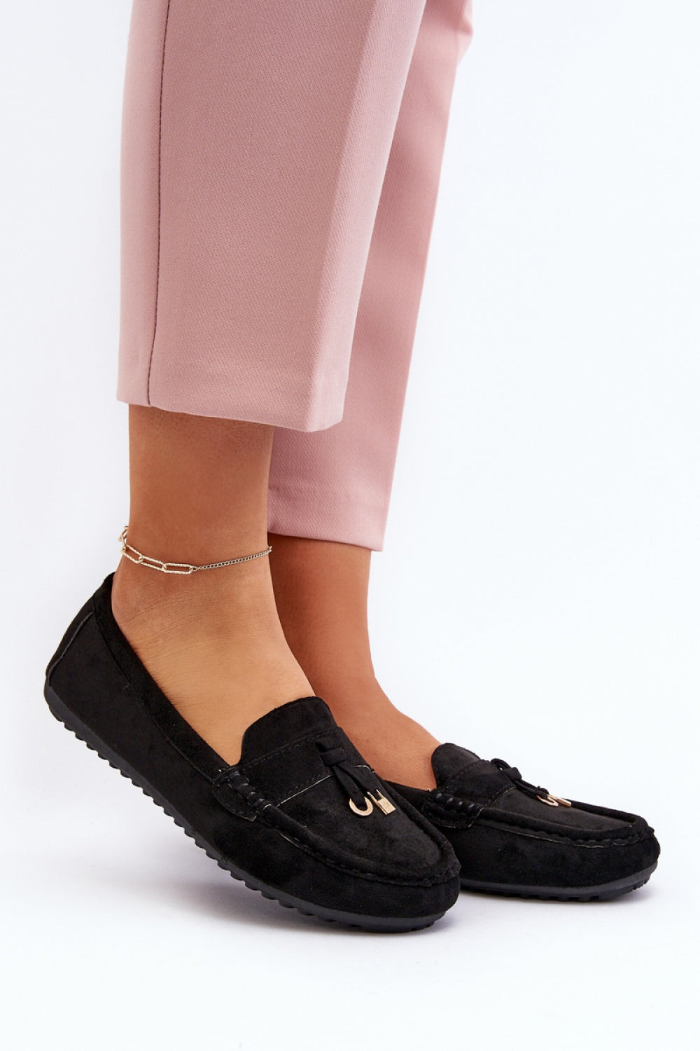 Step In Style Ontala Black Faux Leather Moccasins