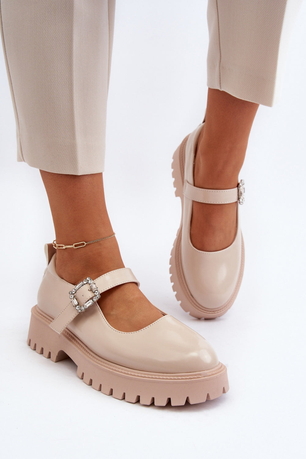 Step In Style Lindnessa Beige Faux Leather Platform Heeled Shoes - view 2
