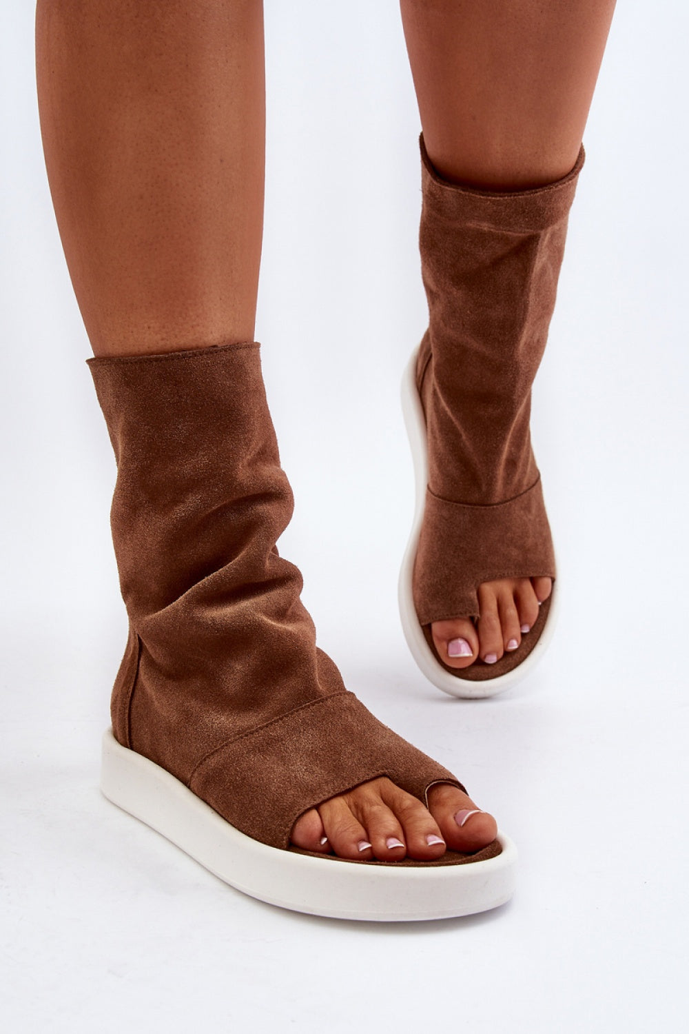 Step In Style Zazoo Brown Suede Sandals with Zip - view 3