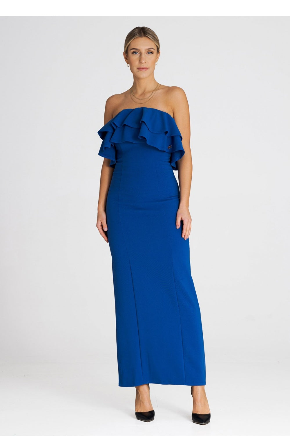 Figl Sapphire Blue Maxi Sleeveless Cocktail Dress