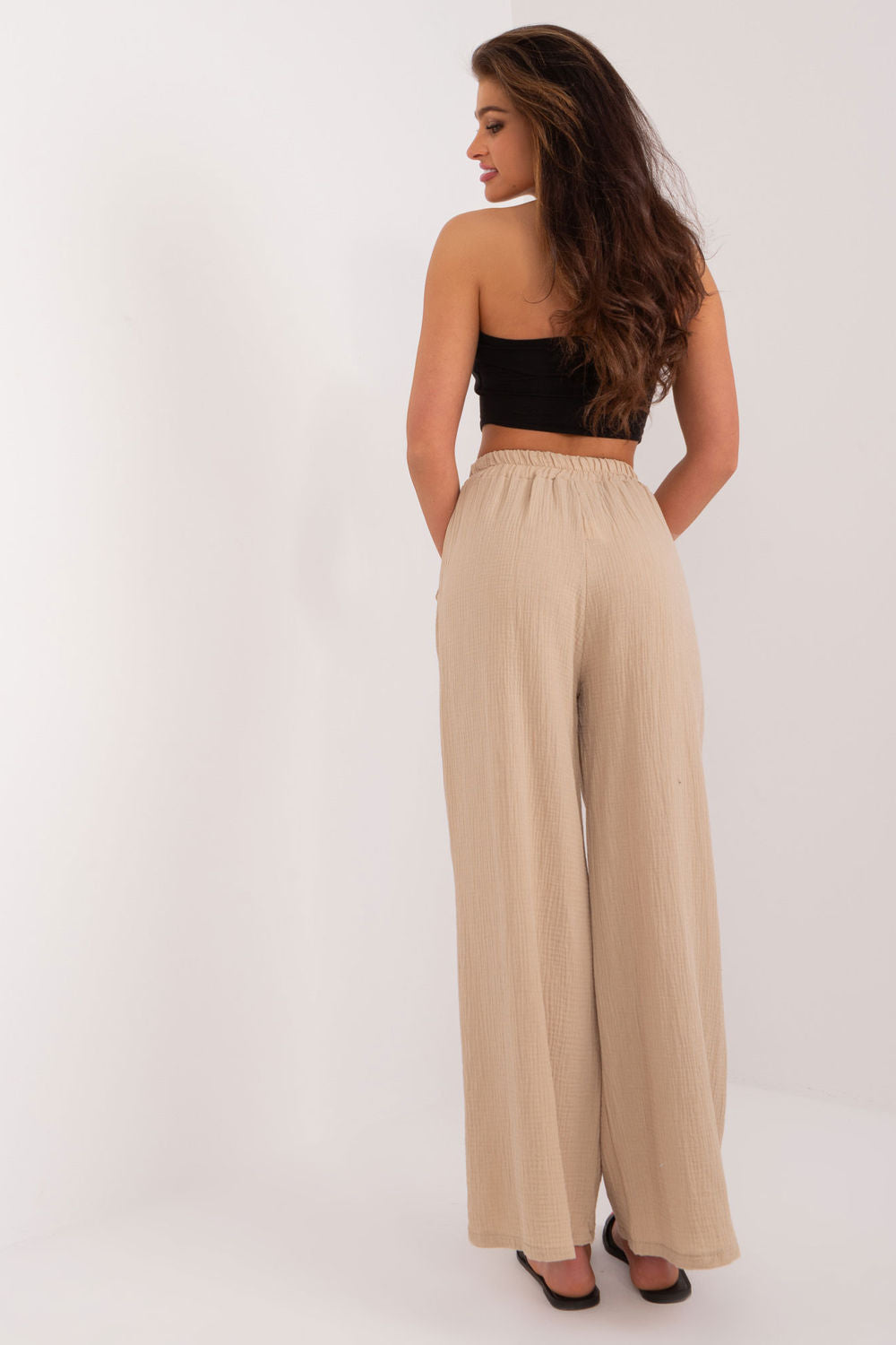 Italy Moda Beige Straight Trousers - view 3