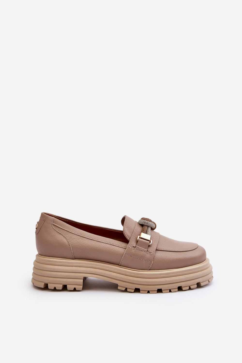 Step In Style Laura Messi Dark Beige Leather Platform Moccasins - view 2