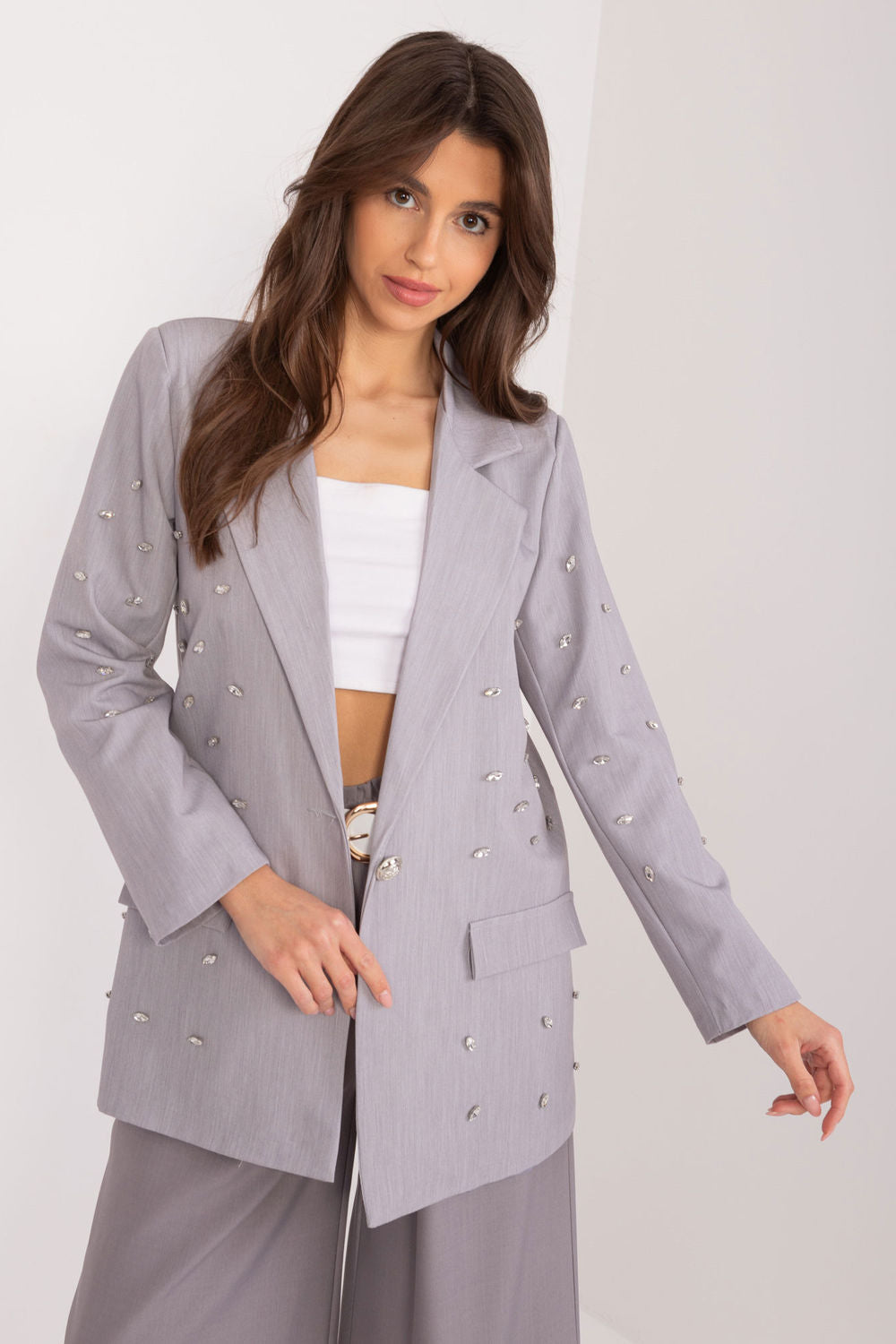 Italy Moda Grey Long Sleeve Jacket