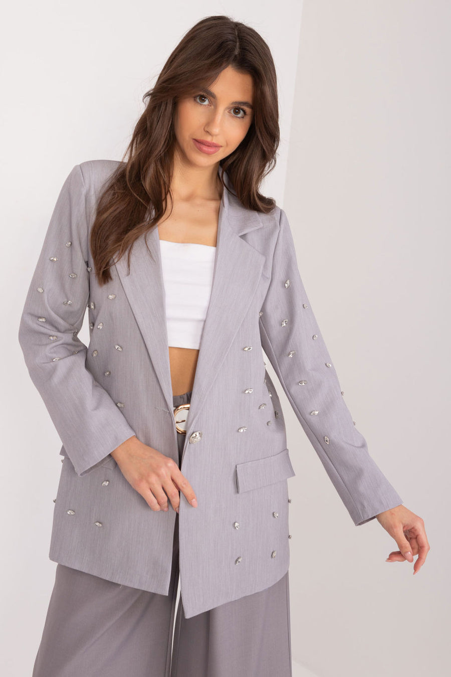 Italy Moda Grey Long Sleeve Jacket