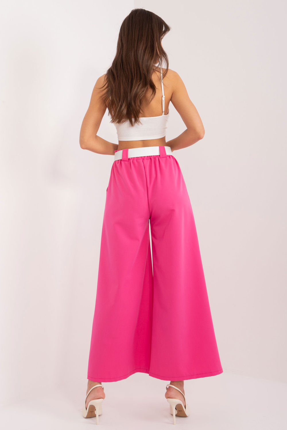 Italy Moda Fuchsia Wide Leg High Waisted Trousers - view 3