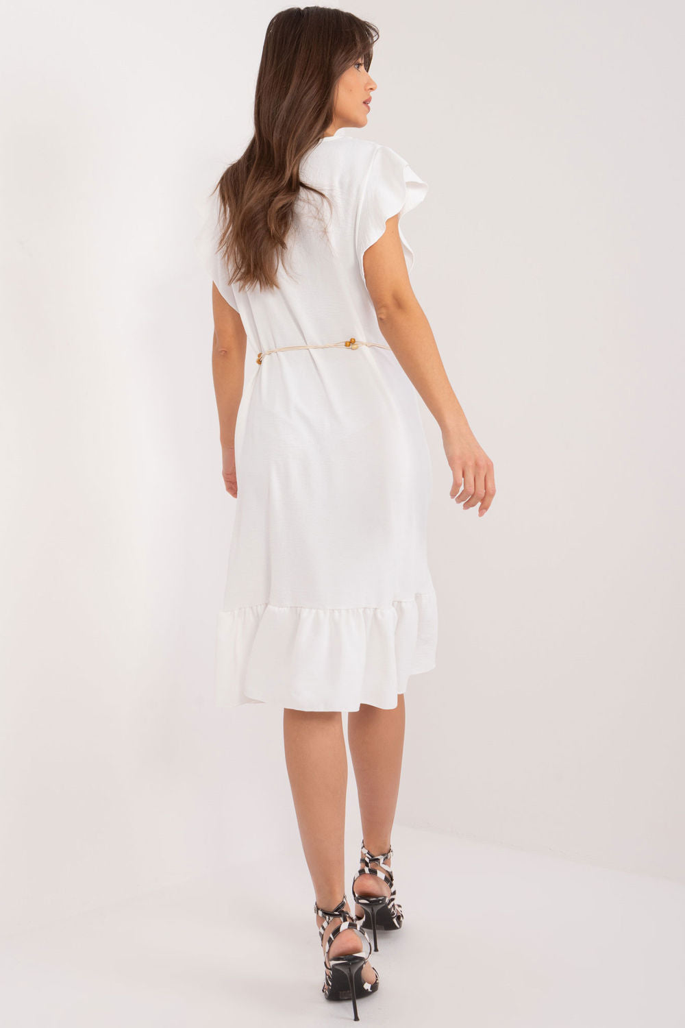 Italy Moda White Flared Short Sleeve Dress - view 3