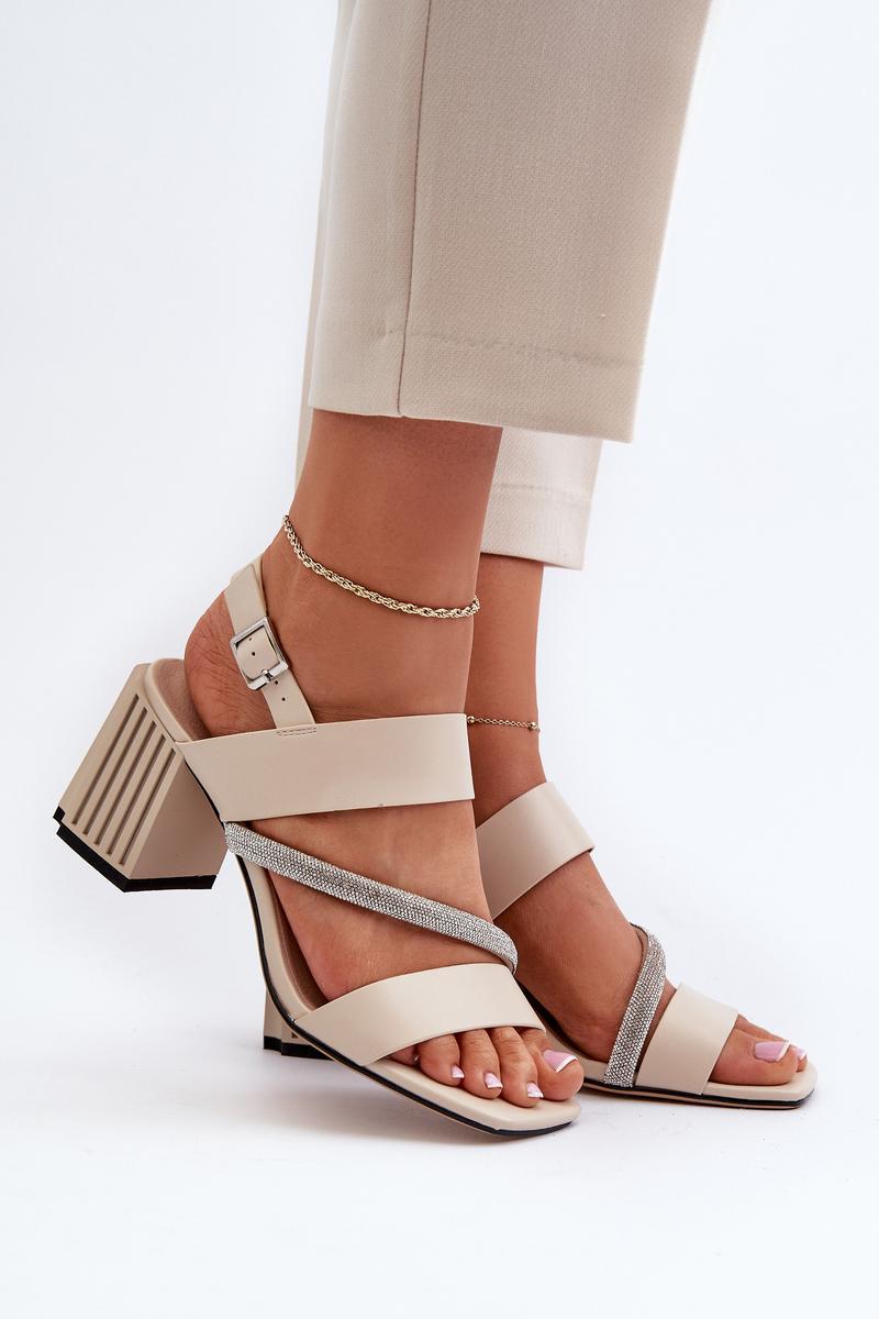 Step In Style Beige Faux Leather Heeled Sandals