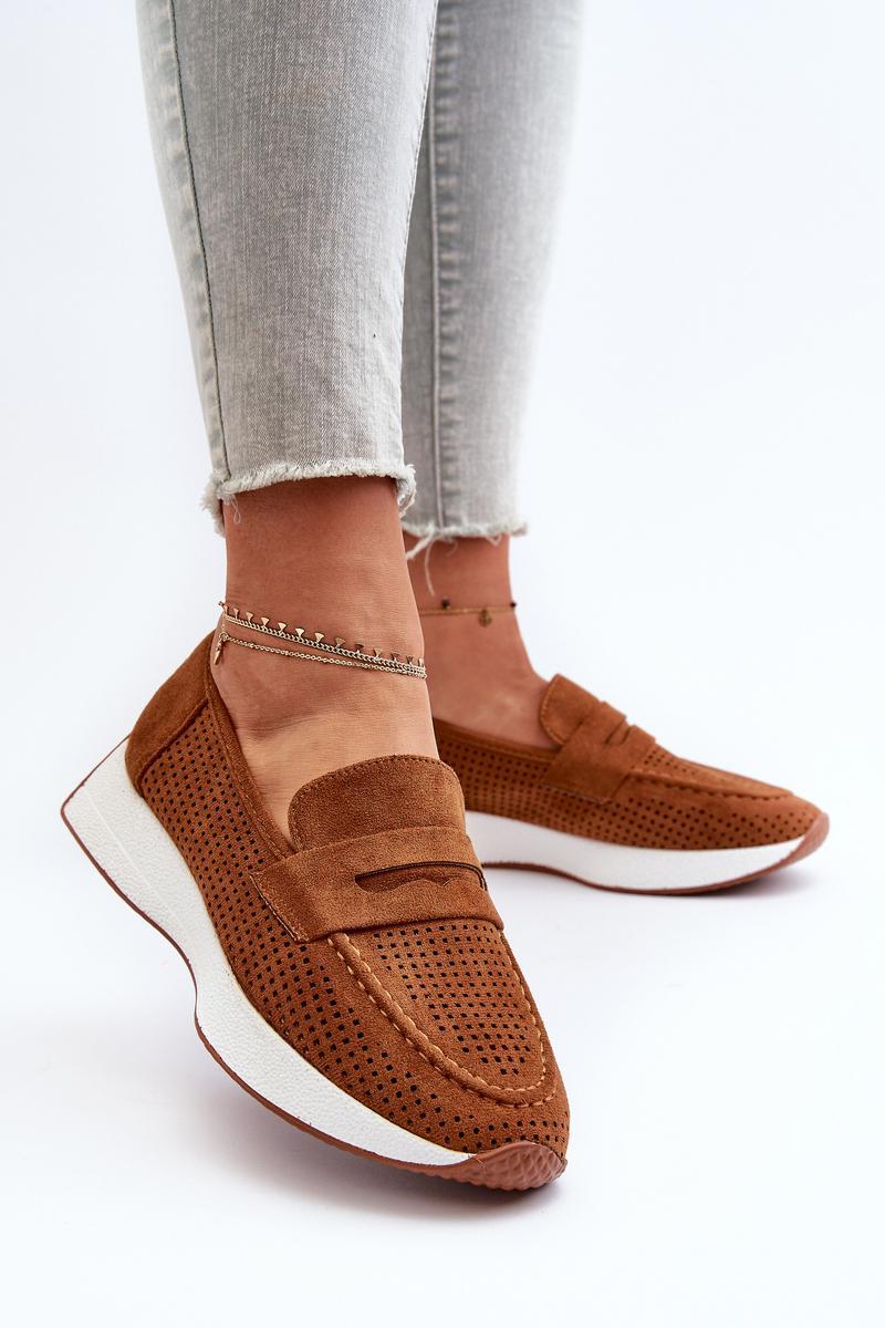 Step In Style Inesqua Camel Faux Suede Platform Moccasins