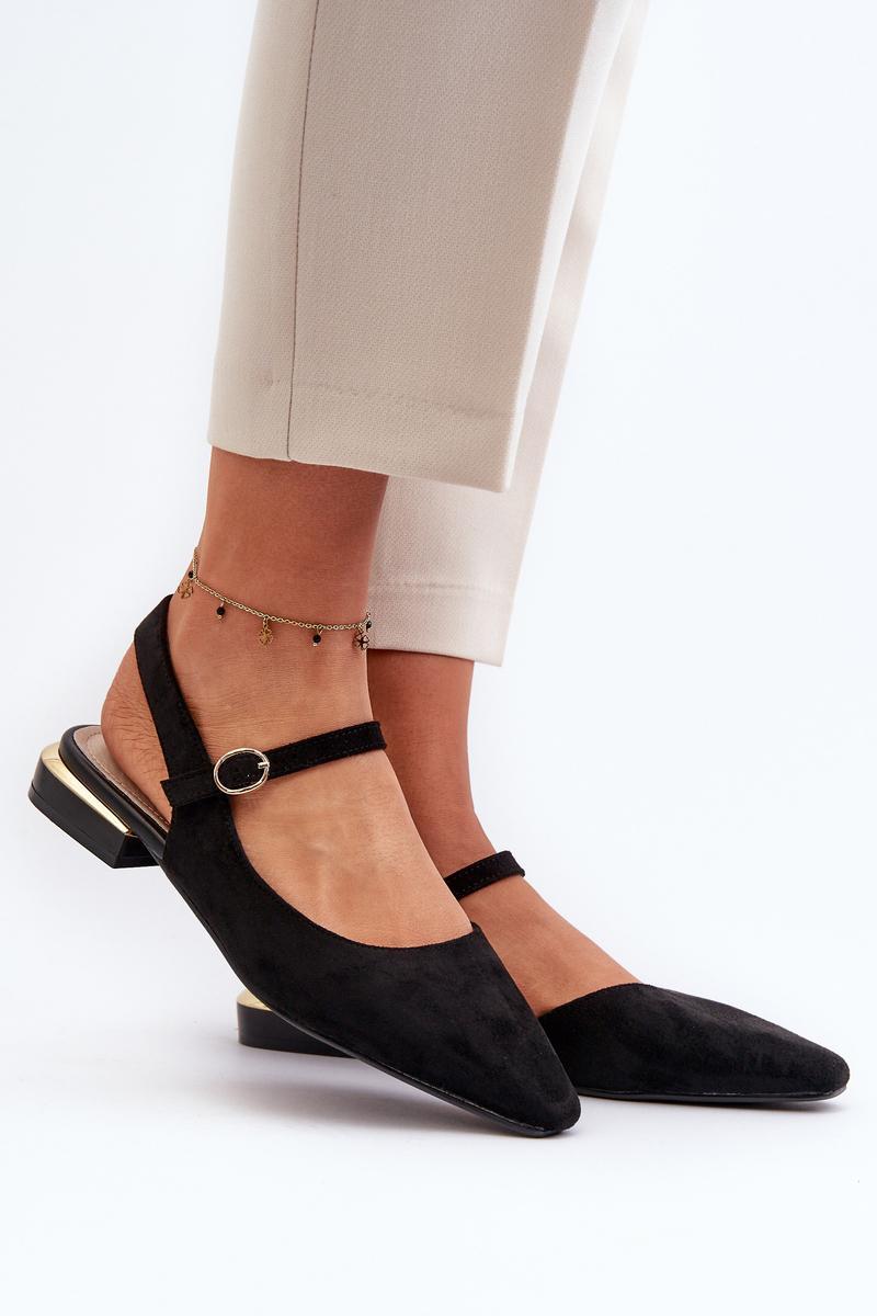 Step In Style Sergio Leone Black Faux Suede Ballet Flats