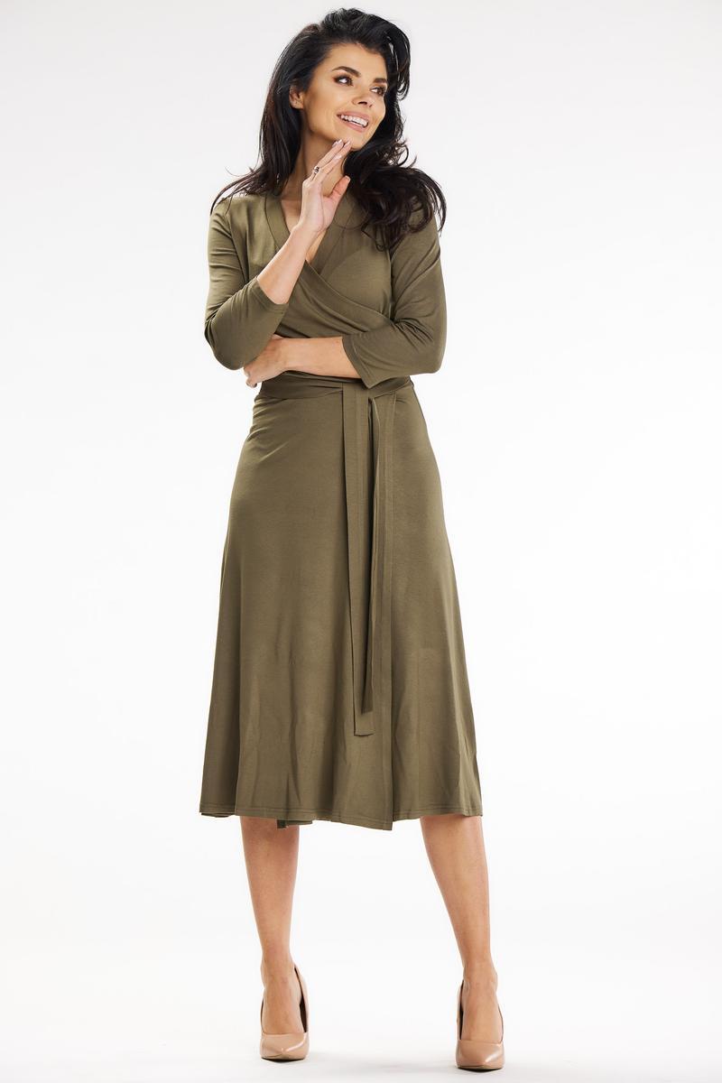 Awama Khaki Midi Bodycon Dress - view 2