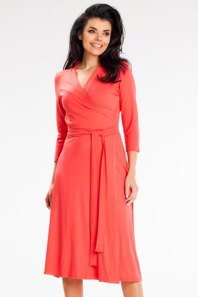 Awama Coral Midi Bodycon Dress