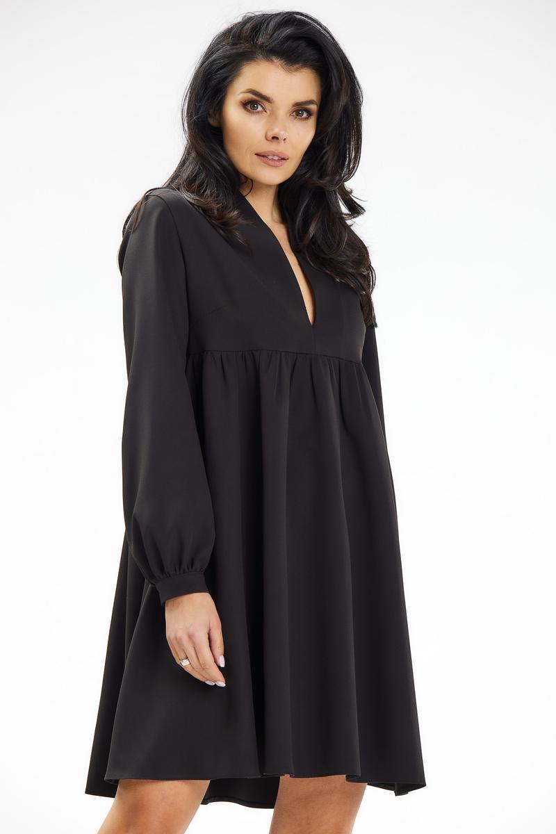 Awama Black Mini Bodycon Long Sleeve Dress