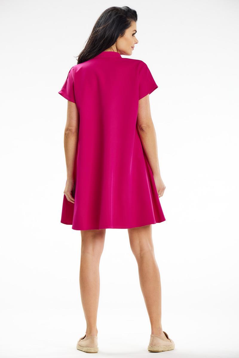 Awama Fuchsia Mini A-Line Short Sleeve Dress - view 3