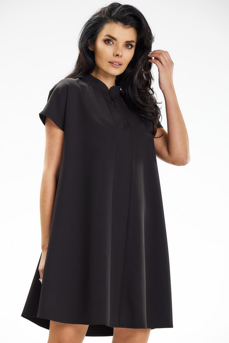 Awama Black Mini A-Line Dress
