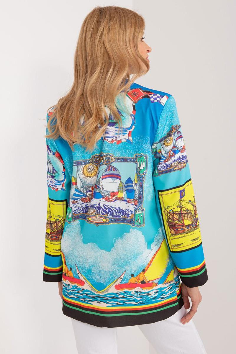 Italy Moda Blue Polyester Long Sleeve Jacket - view 3
